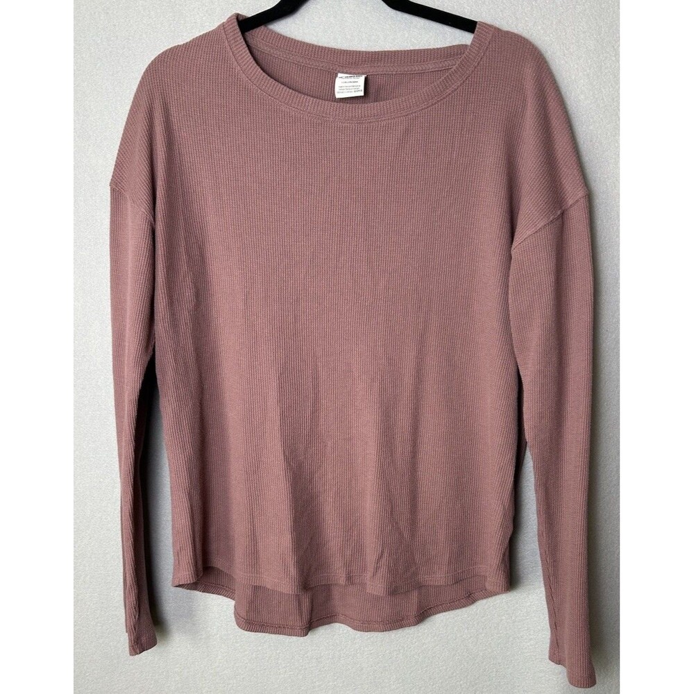 PINK Victoria’s Secret Thermal Shirt Large Pink Waffle Knit Long Sleeve